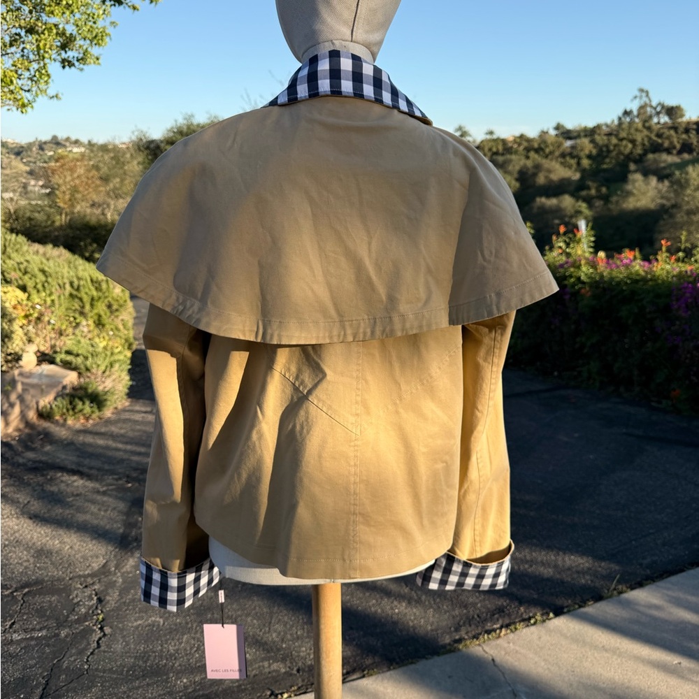 Avec Les Filles
GINGHAM TRIM COTTON CAPE JACKET - Picture 11 of 11